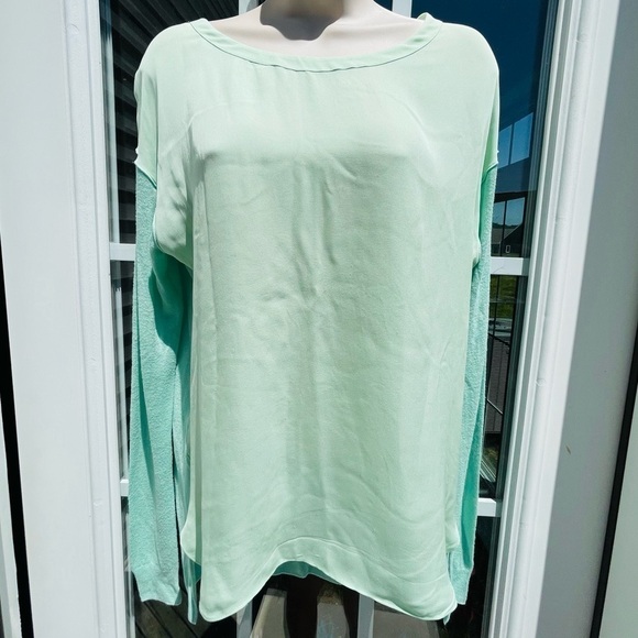 VINCE Silk Linen Sweater Lightweight Long Sleeve Top Mint Green xs xsmall - Picture 3 of 11